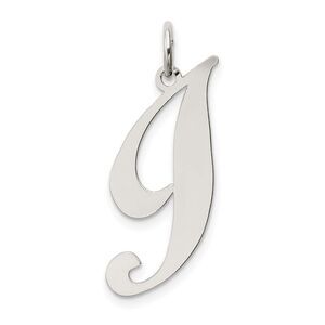 Sterling Silver, Ella Collection, LG Fancy Script Initial I Pendant